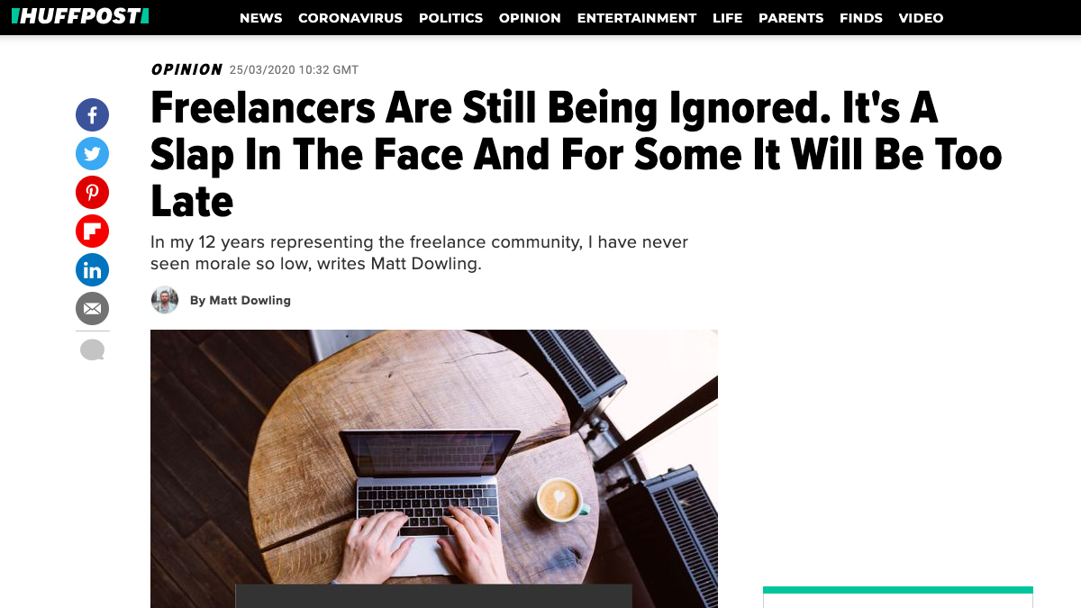 Huffington Post Article Matt Dowling Freelancer Club