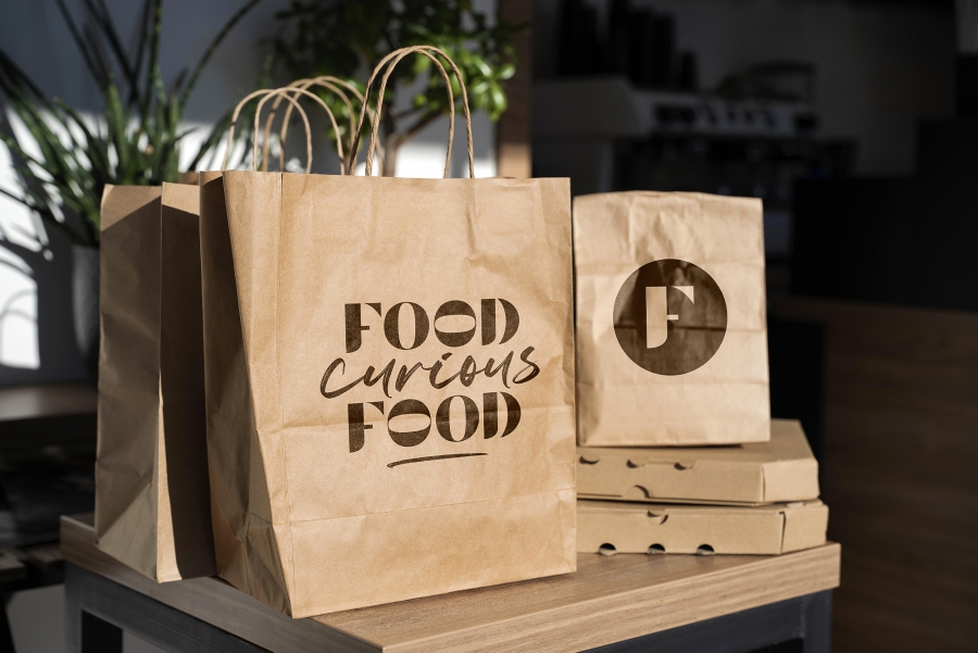 Primary and Secondary logo mocked up on bags