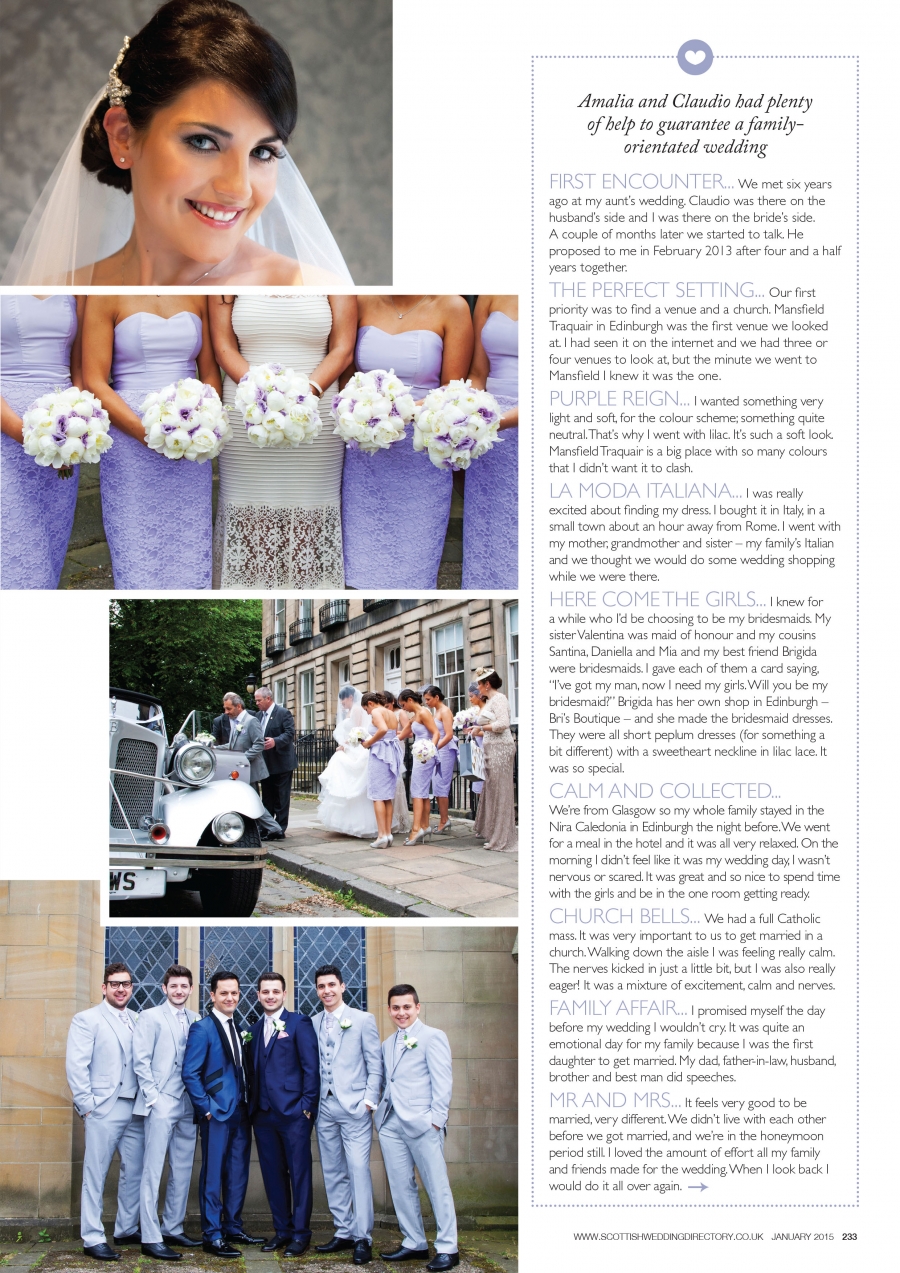 'Real Life Bride' in Scottish Wedding Directory Publication 'That's AMORE'