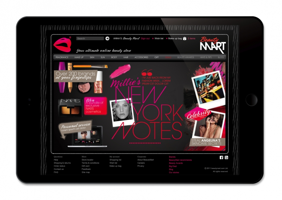 Beauty Mart Editorial Landing Page Design