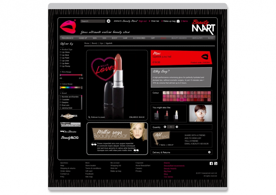 Beauty Mart Product Details Page Design<br>