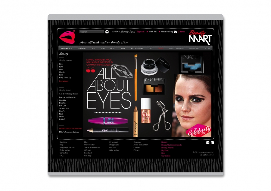 Beauty Mart Shop Landing Page Design
