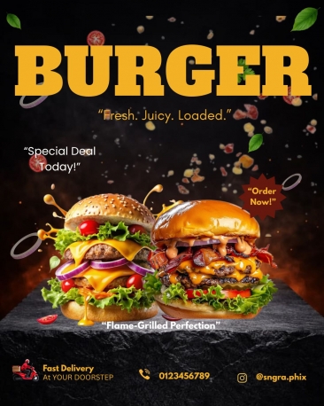 Flame Grilled Burger Special Deal Post